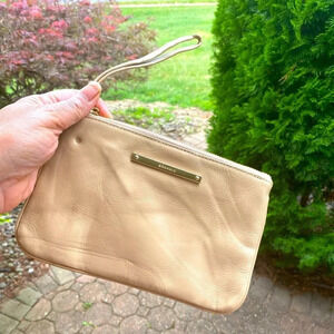 Brahmin Large Leather Wristlet, Tan